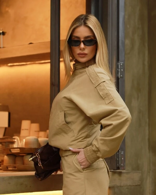 Jaqueta Bomber Tecno Giovana Bege