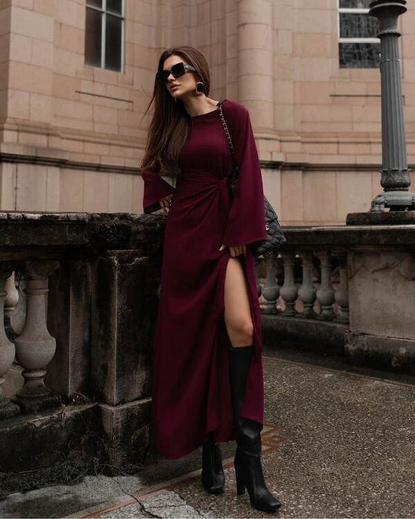 Vestido Amarração Isadora Vinho