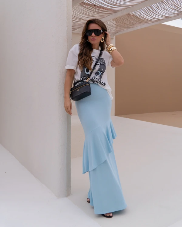 Saia Canelada Camille Azul