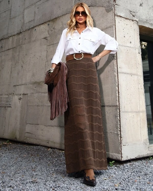 Saia Tricot Helena Marrom