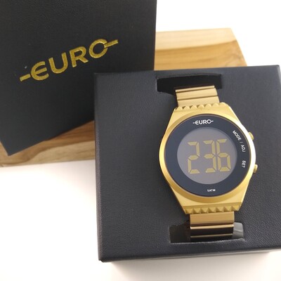 Foto Relógio Euro Digital Dourado