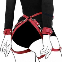 Algema de Pulso com Cinta Harness em Couro e Metal para Coxa e Arreio
