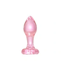 Plug Anal de Vidro Rosa com Base em Formato de Flor