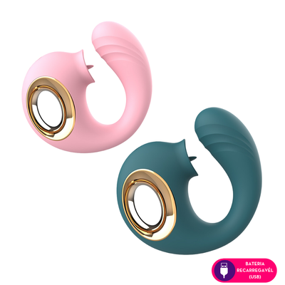 Foto Vibrador com Estimulador de Clitóris e Ponto G Toque Aveludado Silicone Macio
