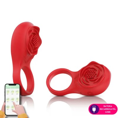 Foto Vibrador Anel Peniano Masculino Formato Flor Com Aplicativo