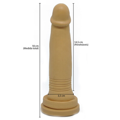 Prótese Peniana em Silicone com Relevos e Ventosa 18 cm x 3,5 cm