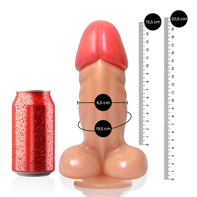 FotoPênis Hércules 20,5 cm x 6,5 cm com Ventosa Grosso Flexível e Escroto