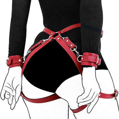 Foto Algema de Pulso com Cinta Harness em Couro e Metal para Coxa e Arreio