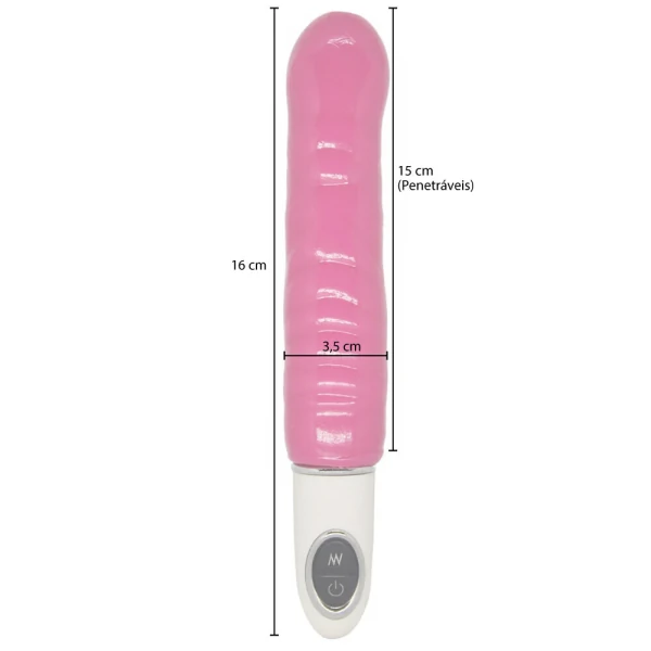 Vibrador Ondulado com 10 Vibrações em Silicone 16 cm x 3,5 cm