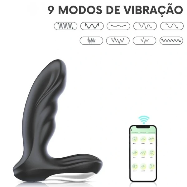 Massageador de Próstata Controlado por Aplicativo com Toque Aveludado