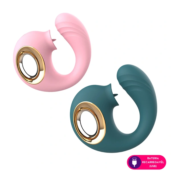 Vibrador com Estimulador de Clitóris e Ponto G Toque Aveludado Silicone Macio