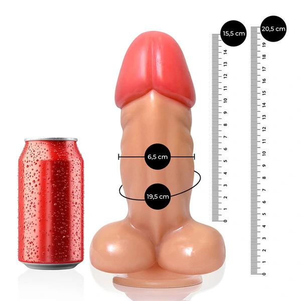 Pênis Hércules 20,5 cm x 6,5 cm com Ventosa Grosso Flexível e Escroto