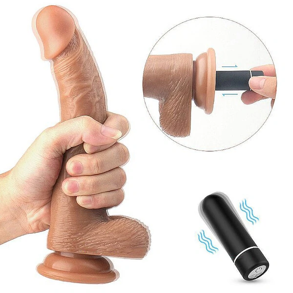 Prótese Realistica Vibrador Pênis Silicone com Ventosa Croods S-Hande