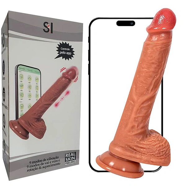 Pênis Realístico Vibrador com Vai e Vem Rotação com Aquecimento Controle por APP
