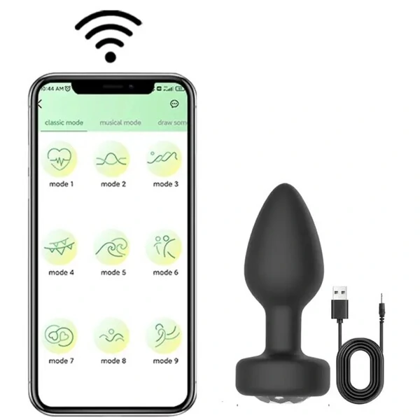 Plug Anal de Silicone com Vibro por Aplicativo