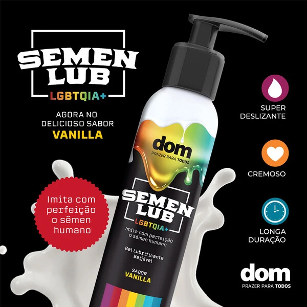 Gel Lubrificante Beijável Semen Lub LGBTQIA+ Sabor Vanilla