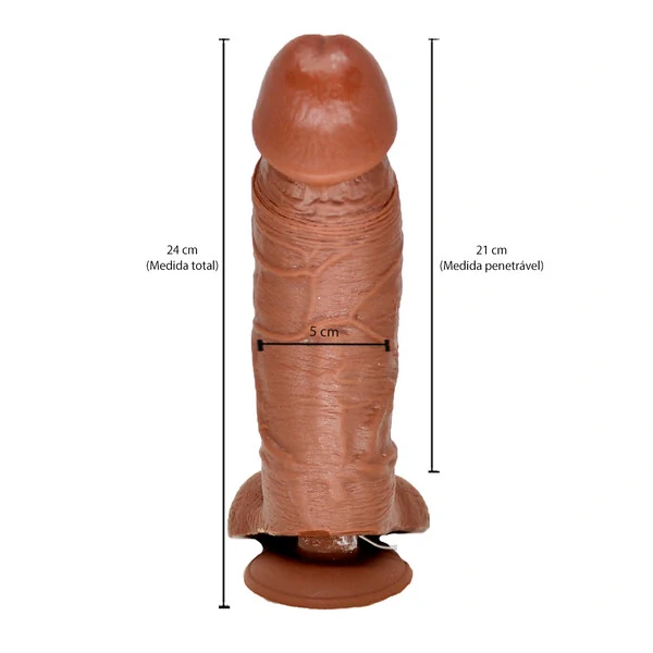 Pênis Real Peter Nacho com Escroto e Vibro 24,5 cm x 4,5 cm