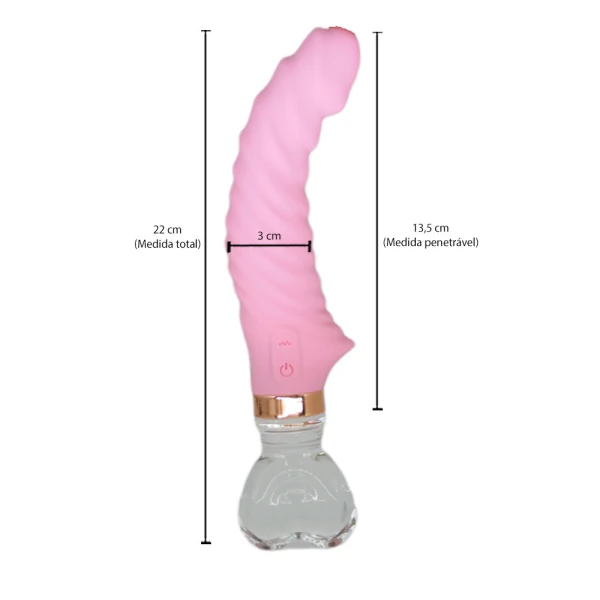 Vibrador Recarregável em Silicone com Estrias Massageadoras