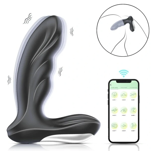 Massageador de Próstata Controlado por Aplicativo com Toque Aveludado