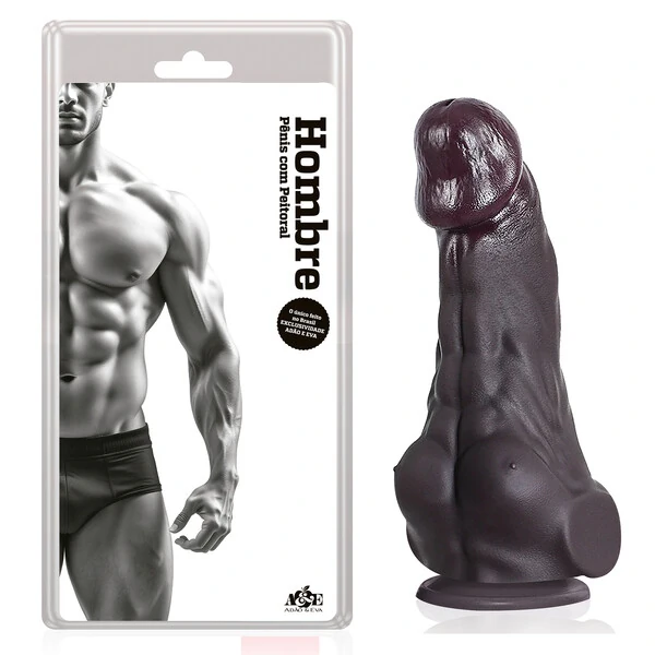 Pênis Hombre com Peitoral Abdômen e Ventosa 23 x 5 cm