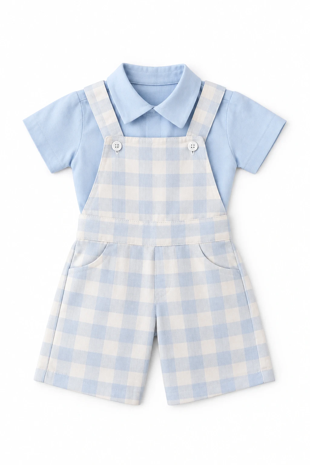 Foto Conjunto Camisa E Jardineira Xadrez