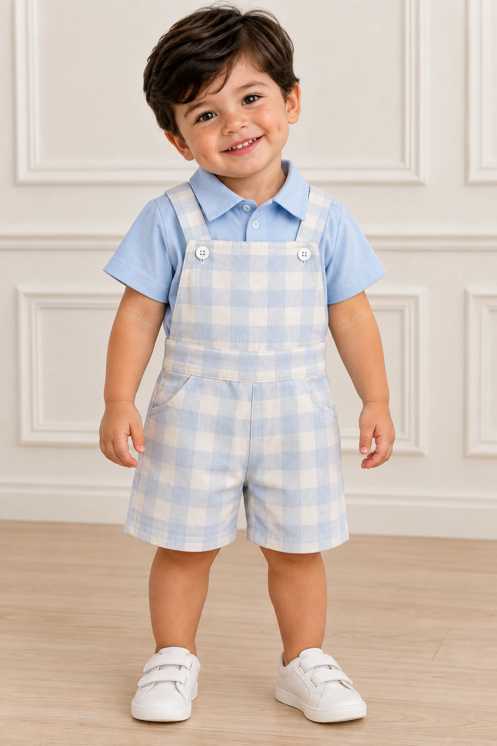 Foto Conjunto Camisa E Jardineira Xadrez