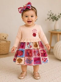 Conjunto Vestido Manga Longa e Faixa