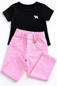 Calça de Sarja com Pingente