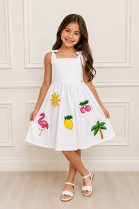 Vestido bordado tropical