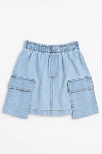 Saia jeans com bolsos cargo