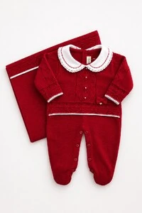 Saída Maternidade Macacão Tricot Hug Vermelho