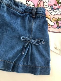 Short Saia Jeans com Laço