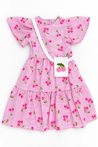 Vestido cherry listrado