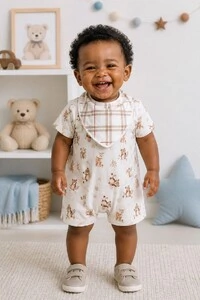 Romper Ursinho com Babador