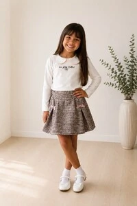 Conjunto Blusa e Short Saia Tweed