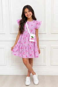 Vestido cherry listrado