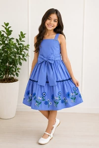 Vestidos Alças Bordado Barrado