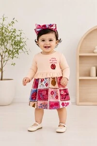 Conjunto Vestido Manga Longa e Faixa