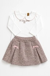 Conjunto Blusa e Short Saia Tweed