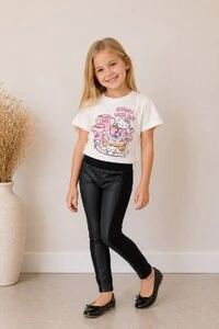 Calça Legging Montaria Recorte em Couro