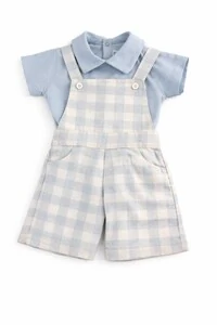 Conjunto Body camisa e Jardineira xadrez