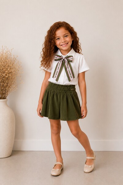 Foto Conjunto Camisa e Saia Veludo
