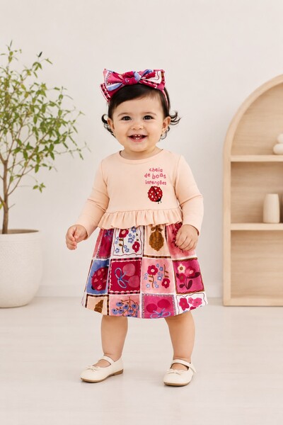 Foto Conjunto Vestido Manga Longa e Faixa