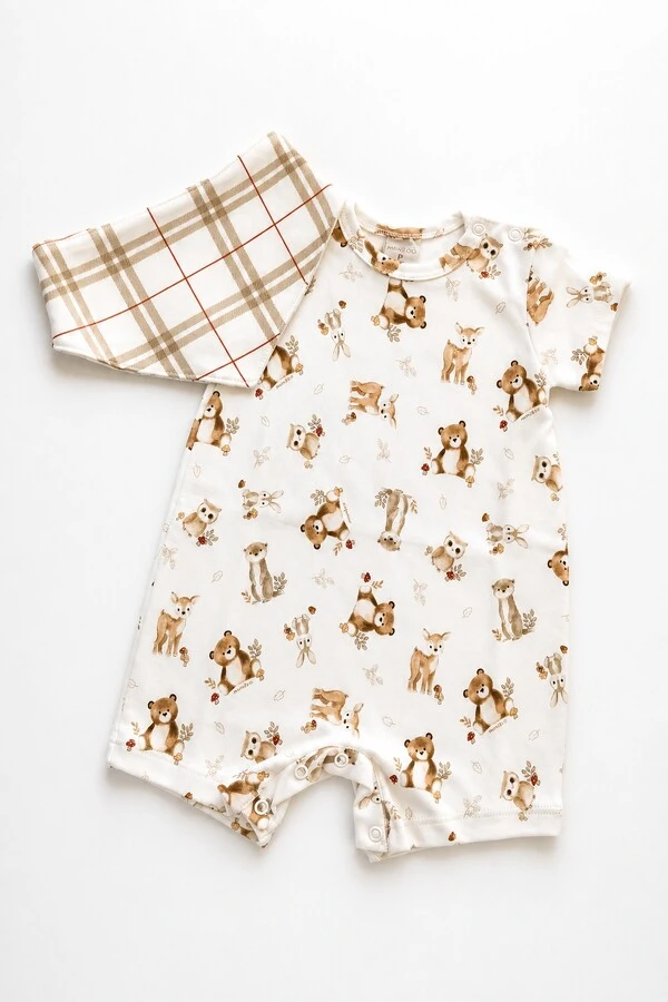 Romper Ursinho com Babador