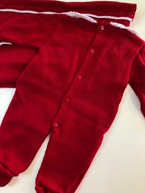 Saída Maternidade Macacão Tricot Hug Vermelho