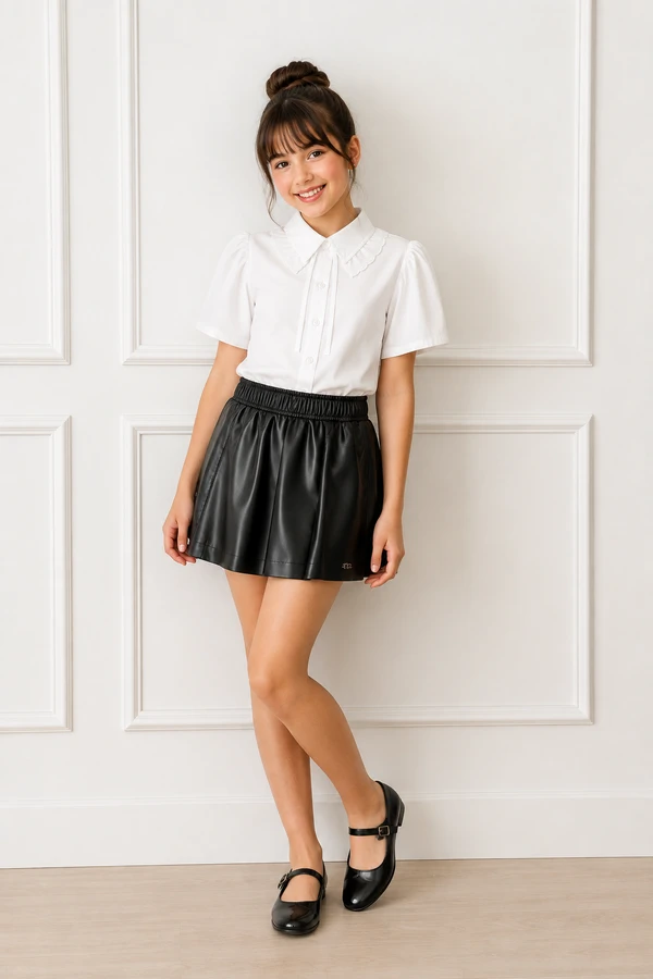 Camisa com renda e laço