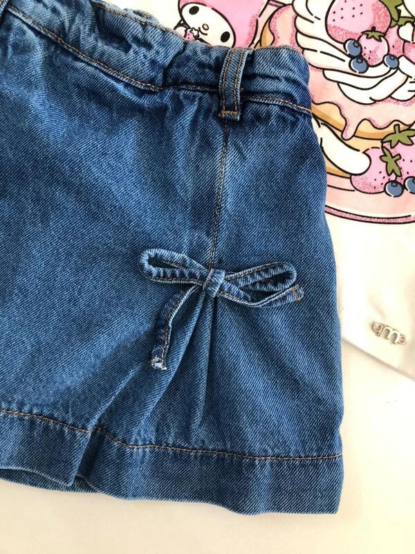 Short Saia Jeans com Laço