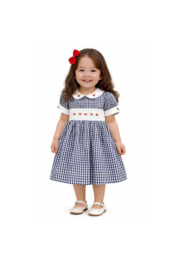 Vestido Xadrez Azul Marinho