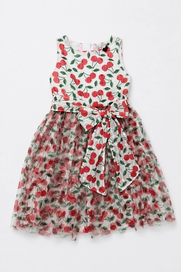 Vestido tule cerejas
