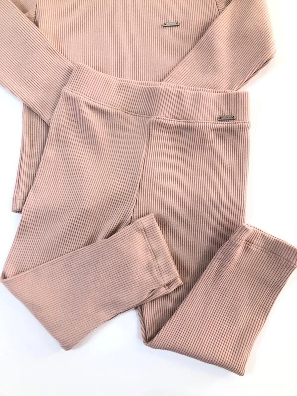 Calça Legging Canelada Bege Rose